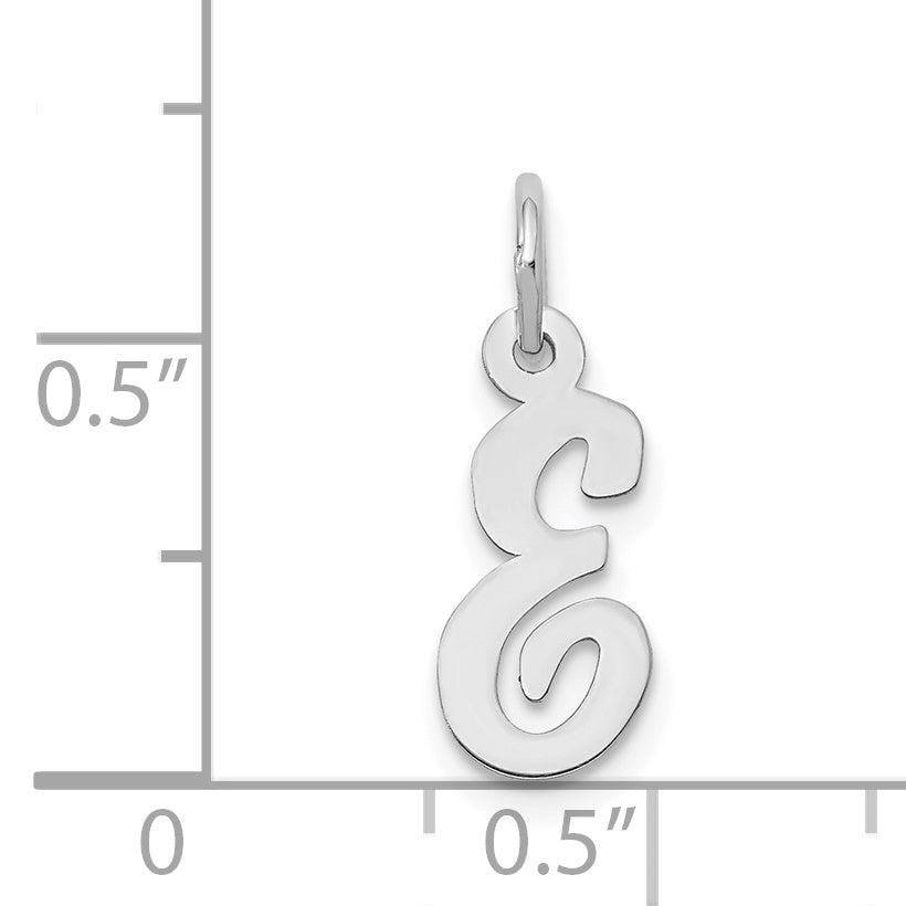 14K White Gold Small Script Initial E Charm