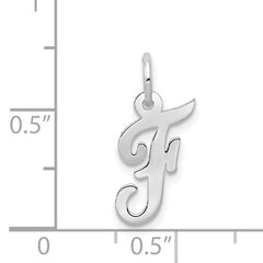 14K White Gold Small Script Initial F Charm