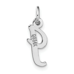 14K White Gold Small Script Initial I Charm