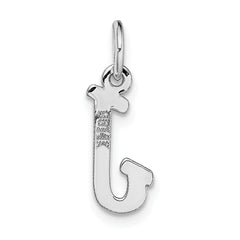 14K White Gold Small Script Initial J Charm