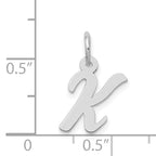 14K White Gold Small Script Initial K Charm