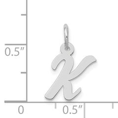 14K White Gold Small Script Initial K Charm