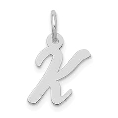 14k White Gold Small Script Letter K Initial Charm