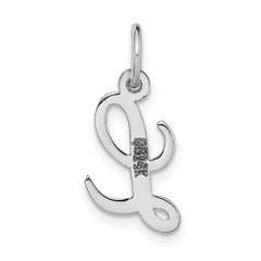 14K White Gold Small Script Initial L Charm