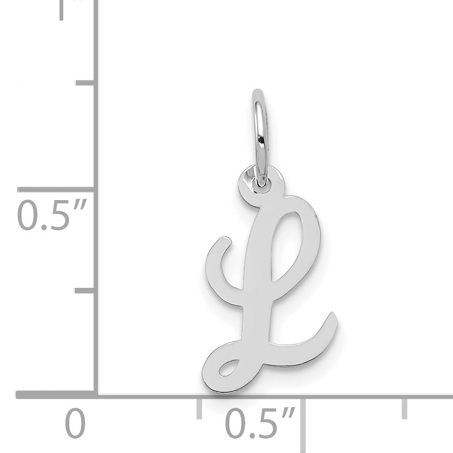 14K White Gold Small Script Initial L Charm
