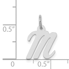 14K White Gold Small Script Initial M Charm
