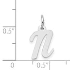 14K White Gold Small Script Initial N Charm