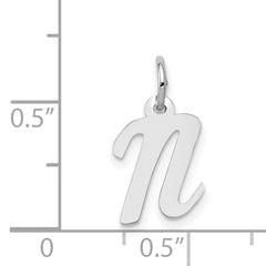 14K White Gold Small Script Initial N Charm