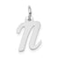 14k White Gold Small Script Letter N Initial Charm