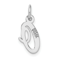 14K White Gold Small Script Initial O Charm