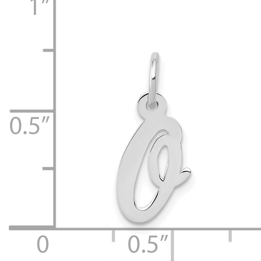 14K White Gold Small Script Initial O Charm