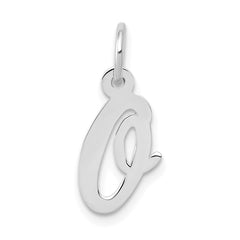 14k White Gold Small Script Letter O Initial Charm