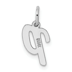 14K White Gold Small Script Initial P Charm