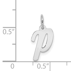 14K White Gold Small Script Initial P Charm