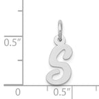 14K White Gold Small Script Initial S Charm