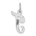 14K White Gold Small Script Initial T Charm