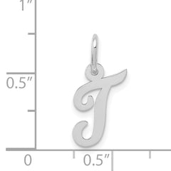 14K White Gold Small Script Initial T Charm