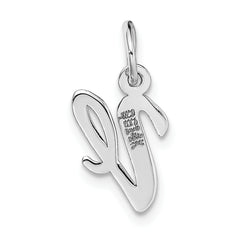 14K White Gold Small Script Initial V Charm