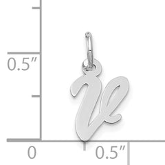 14K White Gold Small Script Initial V Charm