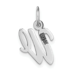 14K White Gold Small Script Initial W Charm