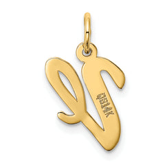 14K Medium Script Initial V Charm