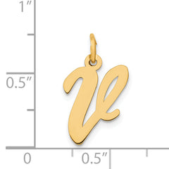 14K Medium Script Initial V Charm