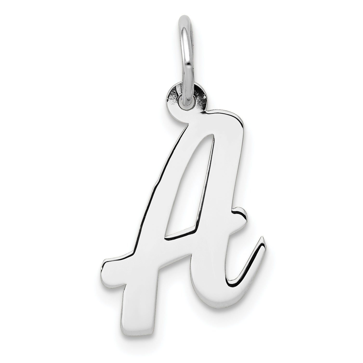 14k White Gold Medium Script Letter A Initial Charm Main image