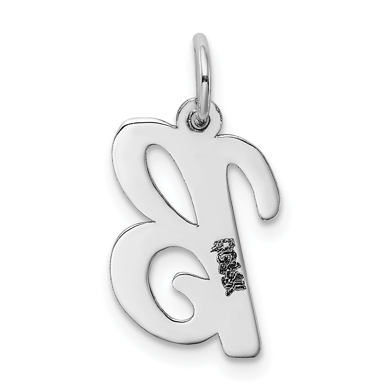 14K White Gold Medium Script Letter B Initial Charm