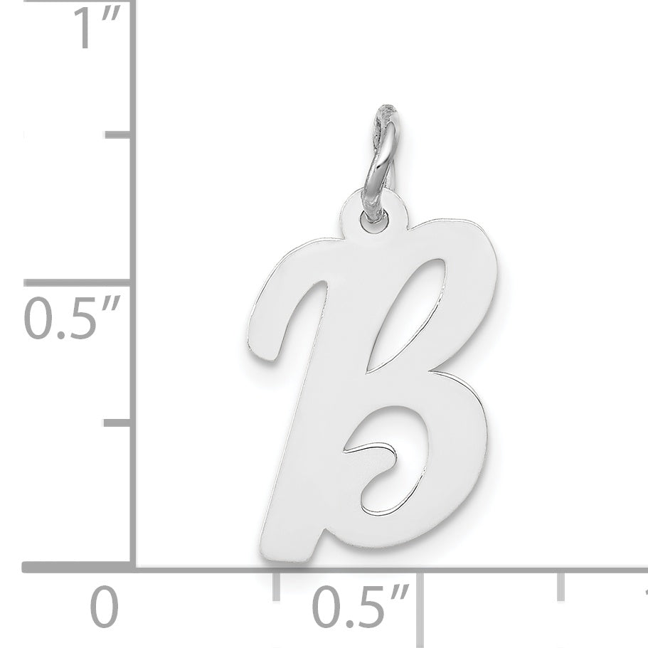 14K White Gold Medium Script Letter B Initial Charm