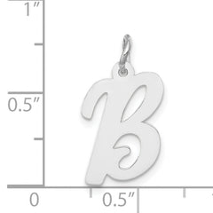 14K White Gold Medium Script Letter B Initial Charm