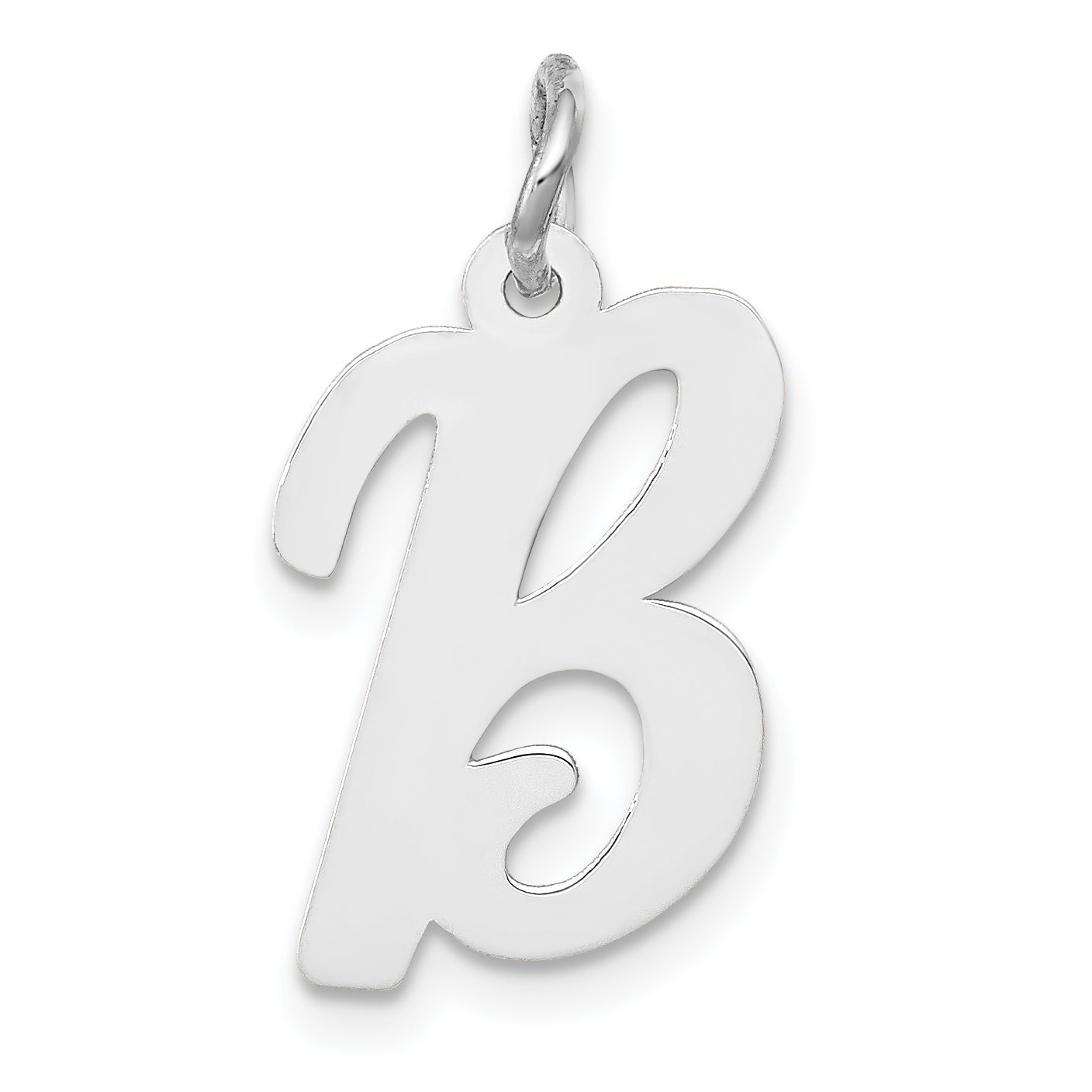 14k White Gold Medium Script Letter B Initial Charm Main image