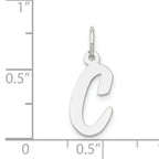 14K White Gold Medium Script Letter C Initial Charm