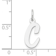 14K White Gold Medium Script Letter C Initial Charm