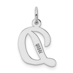 14K White Gold Medium Script Letter D Initial Charm