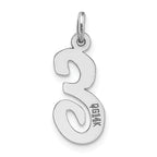 14K White Gold Medium Script Initial E Charm