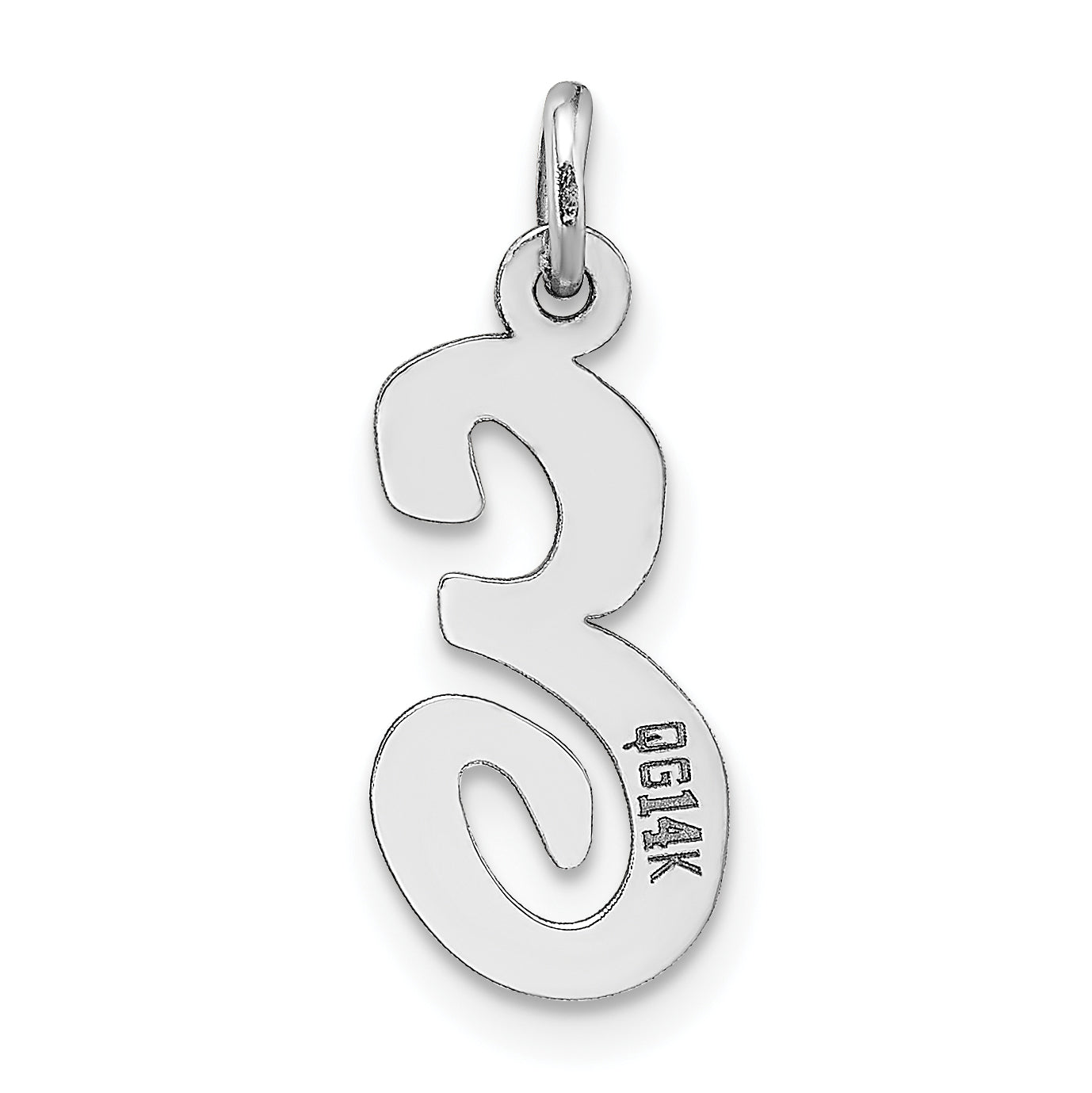 14K White Gold Medium Script Initial E Charm