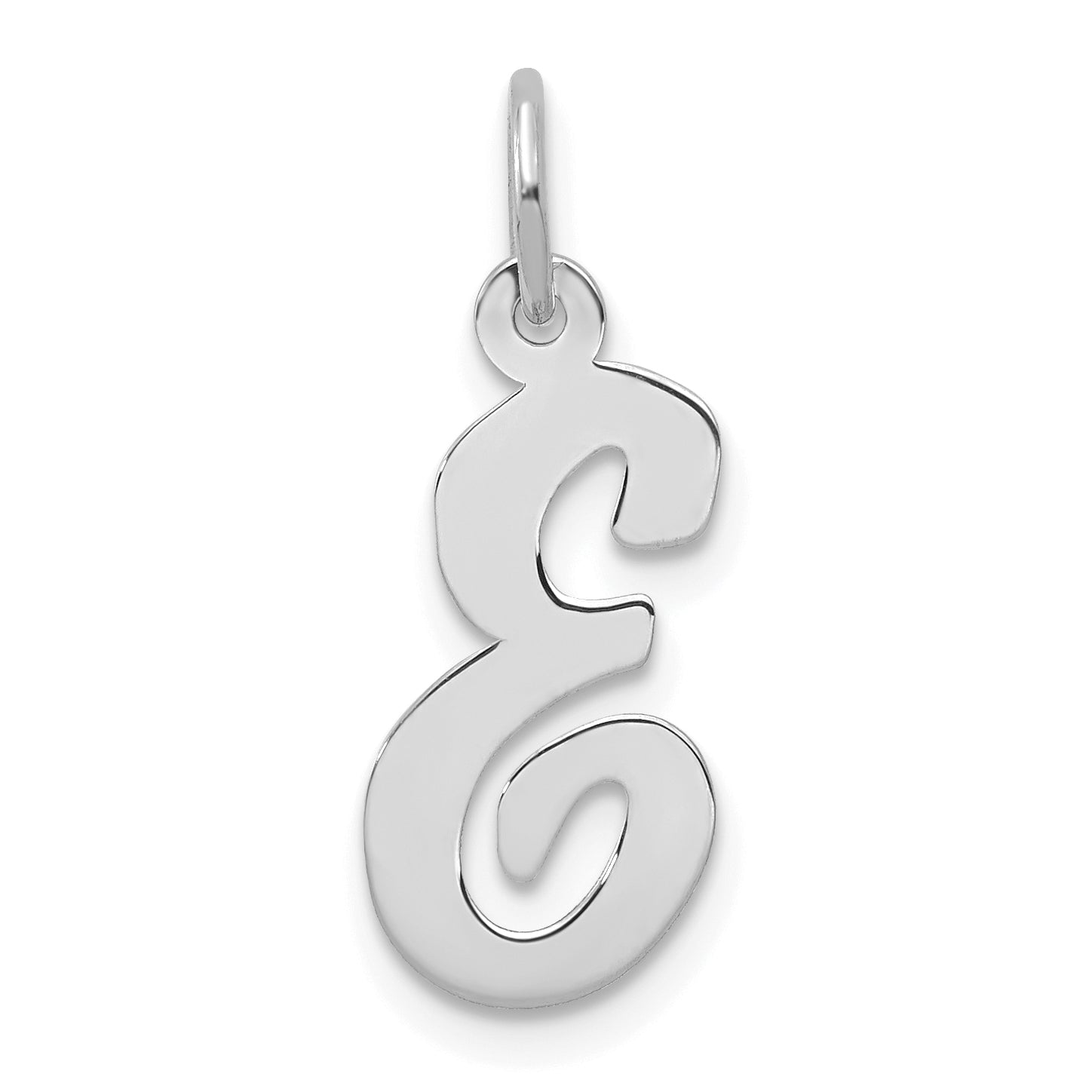 14k White Gold Medium Script Letter E Initial Charm Main image