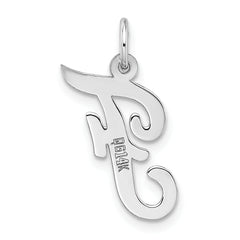 14K White Gold Medium Script Initial F Charm