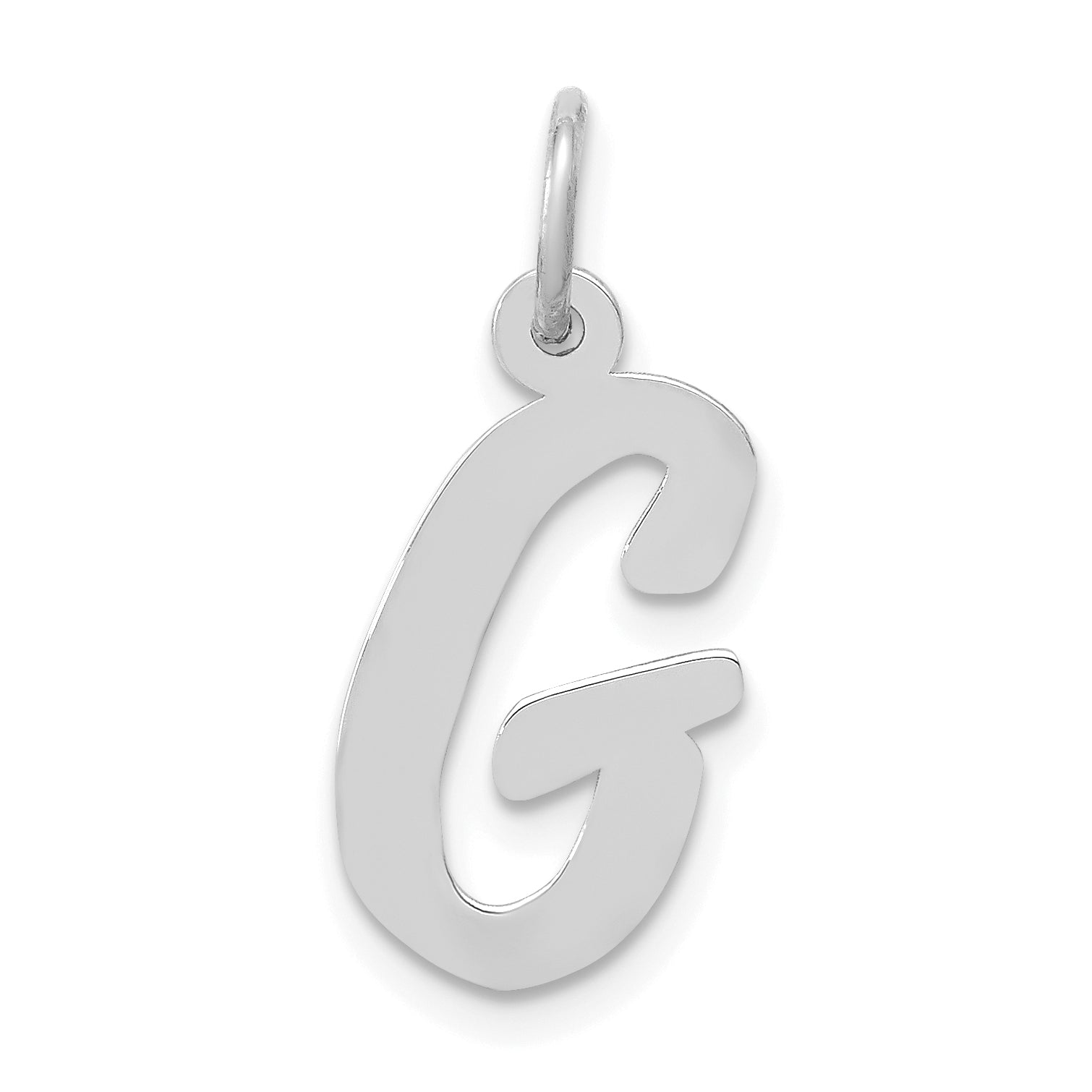 14k White Gold Medium Script Letter G Initial Charm Main image