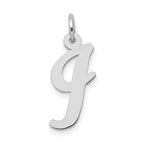 14k White Gold Medium Script Letter I Initial Charm