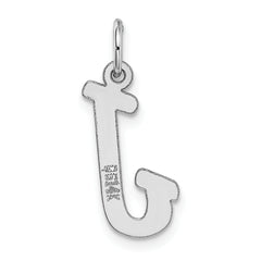 14K White Gold Medium Script Initial J Charm