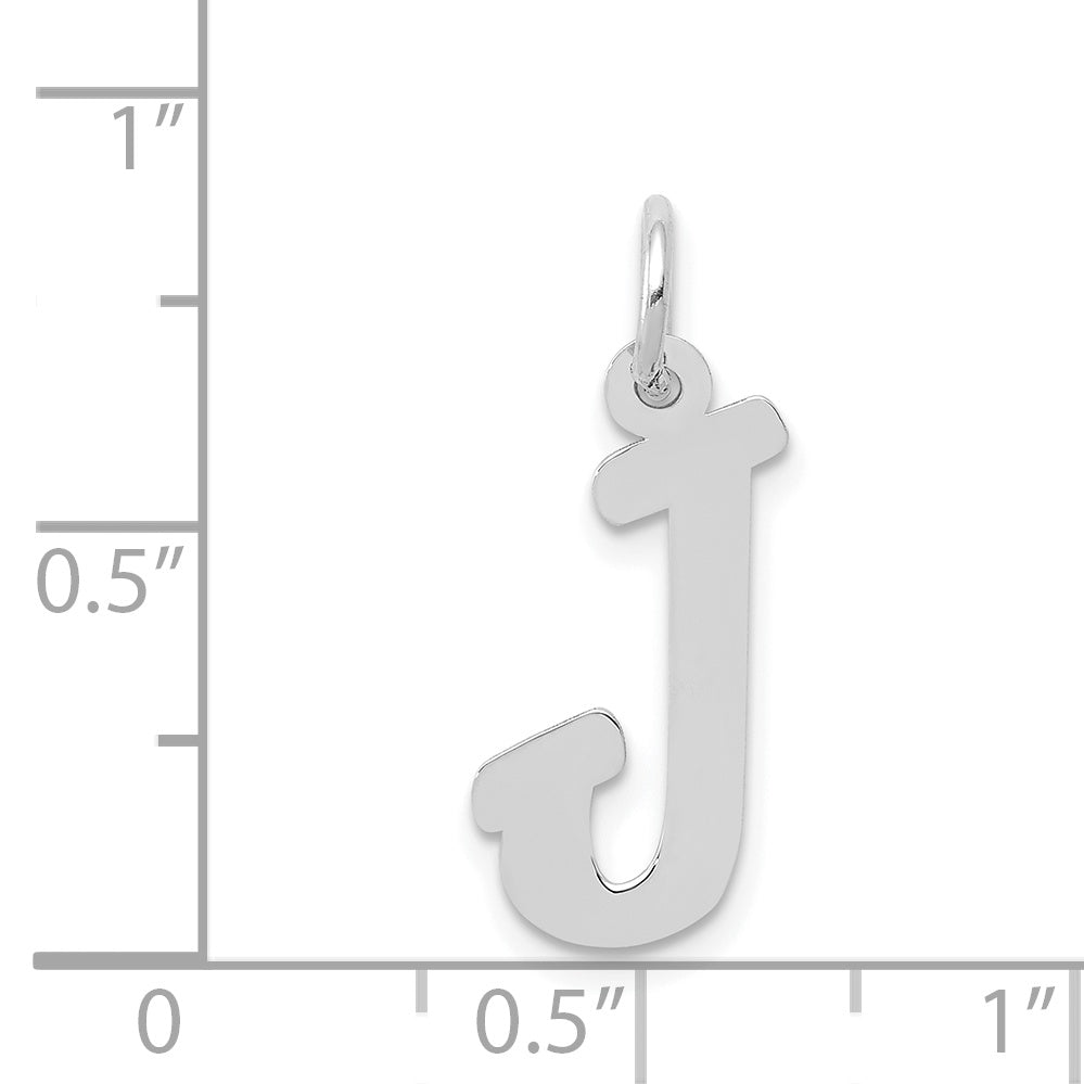14K White Gold Medium Script Initial J Charm