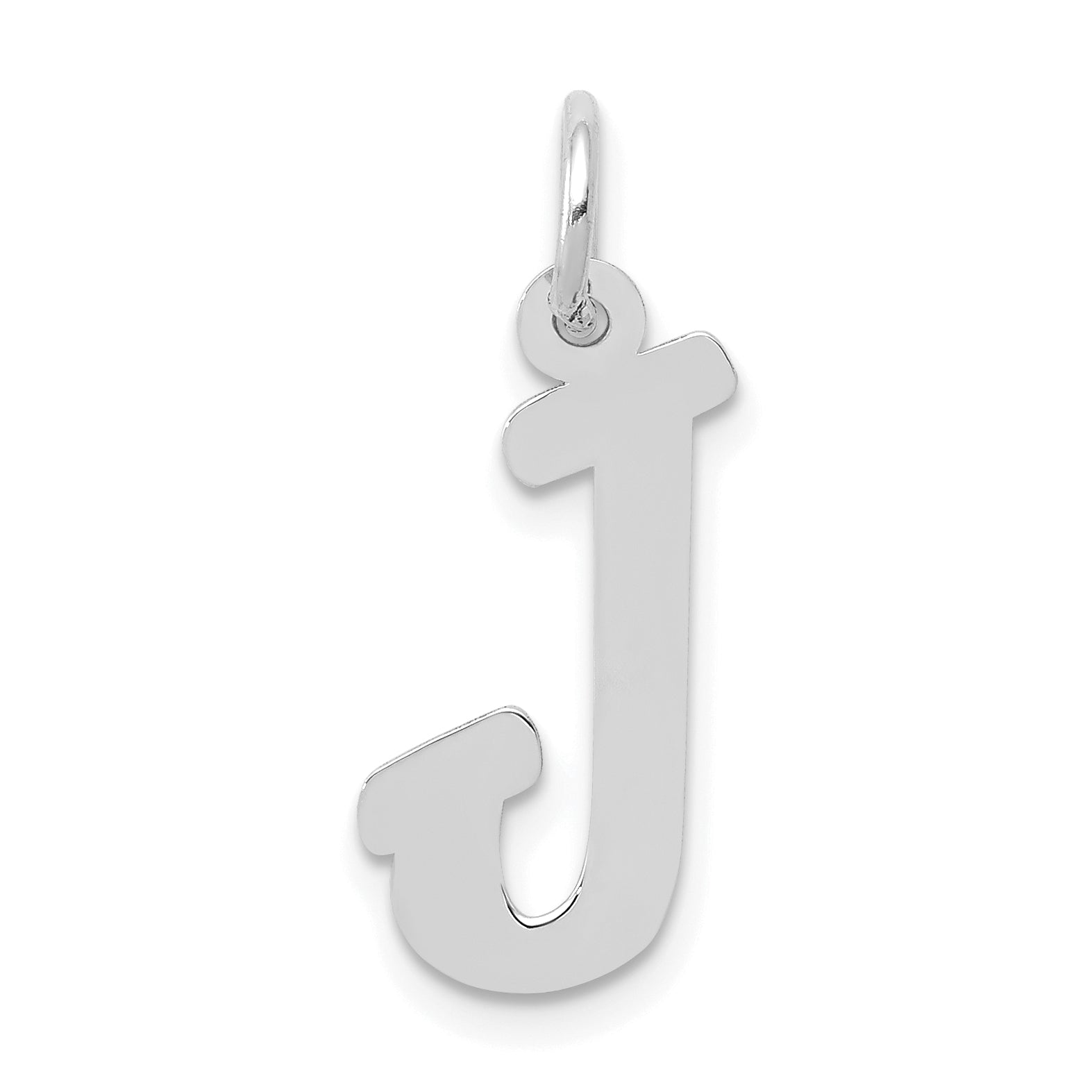 14k White Gold Medium Script Letter J Initial Charm Main image
