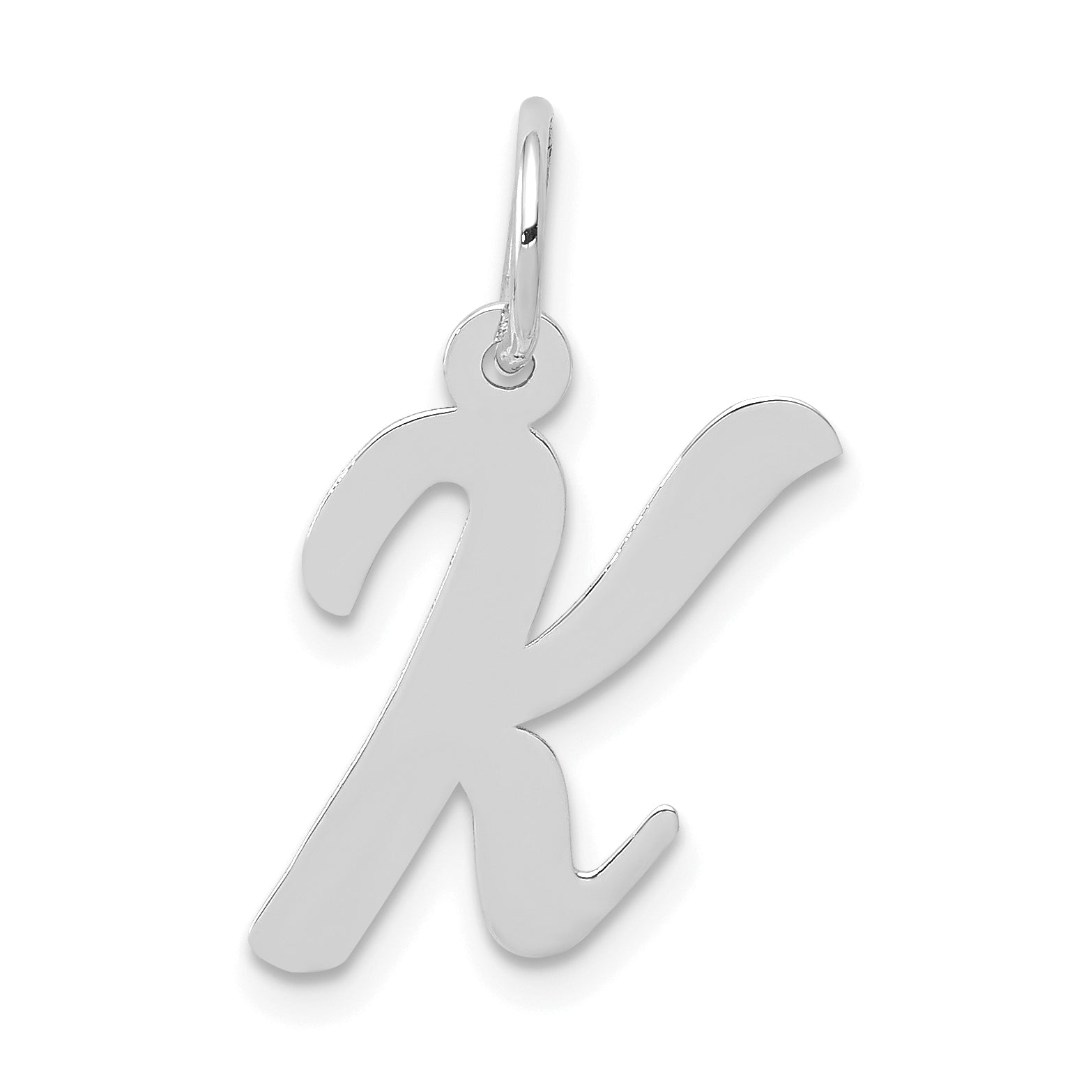 14k White Gold Medium Script Letter K Initial Charm Main image