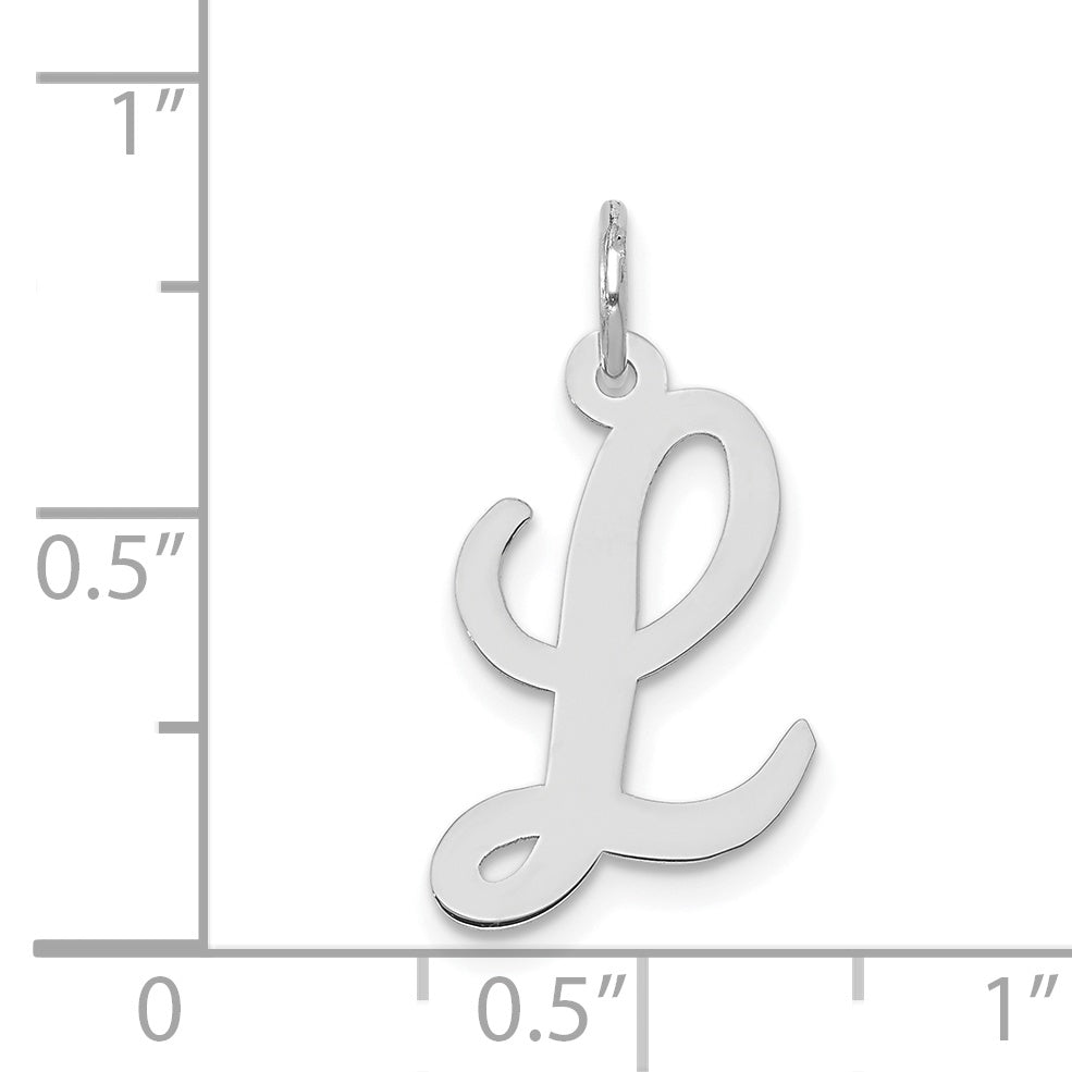 14K White Gold Medium Script Initial L Charm