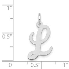 14K White Gold Medium Script Initial L Charm