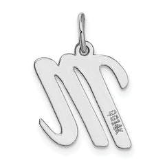 14K White Gold Medium Script Initial M Charm