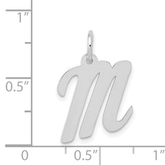 14K White Gold Medium Script Initial M Charm