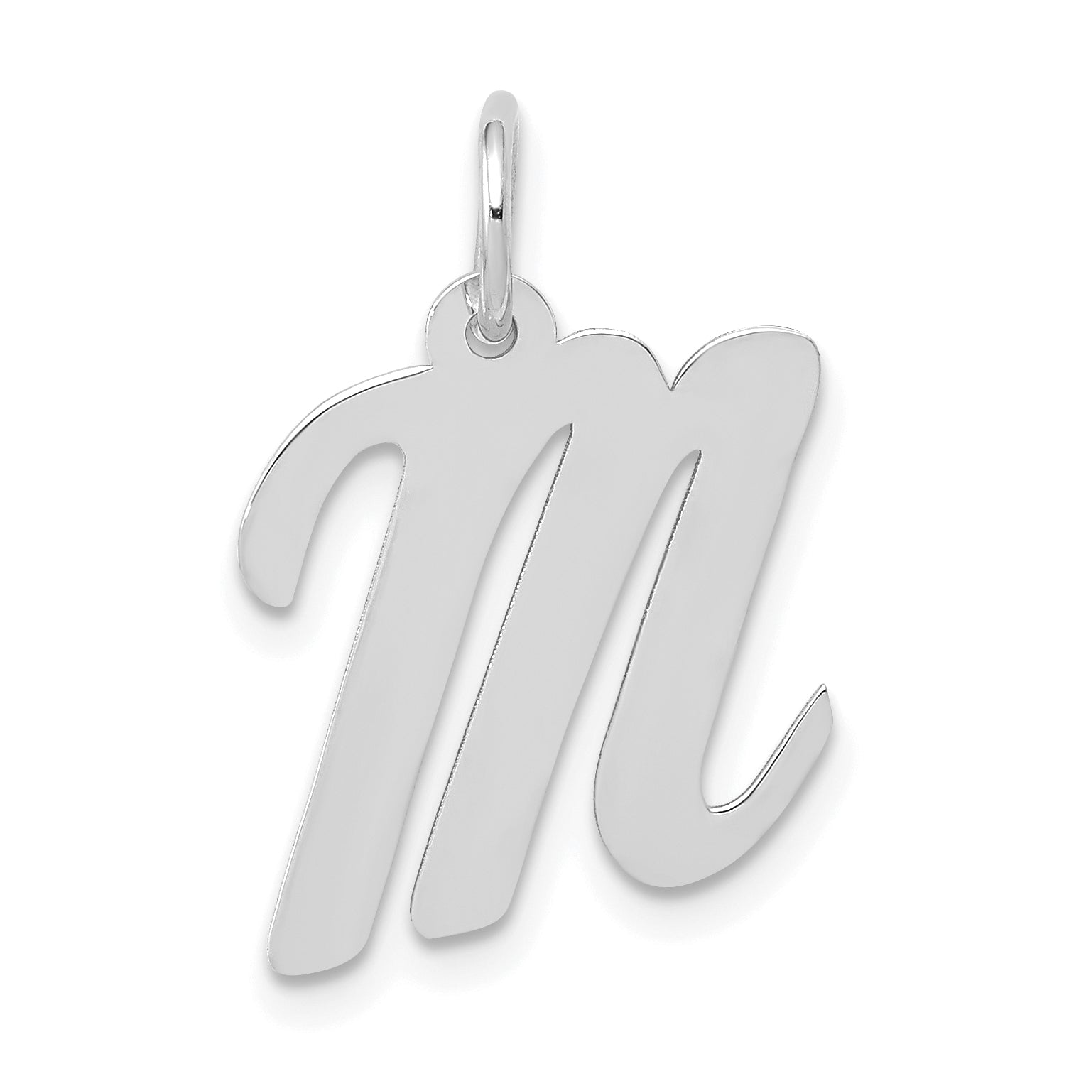 14k White Gold Medium Script Letter M Initial Charm Main image