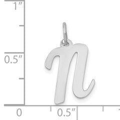 14K White Gold Medium Script Initial N Charm